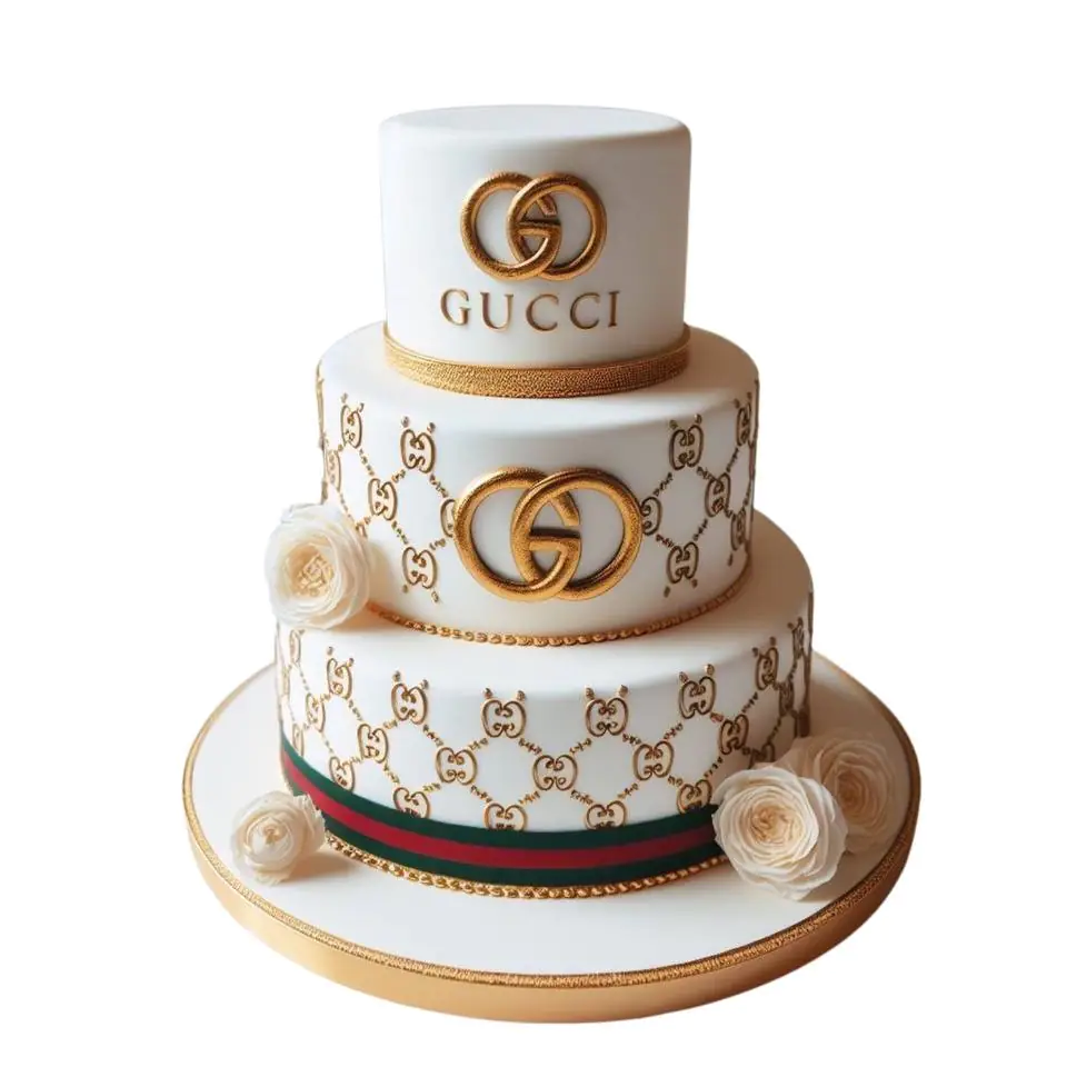 Tort Gucci z kwiatami